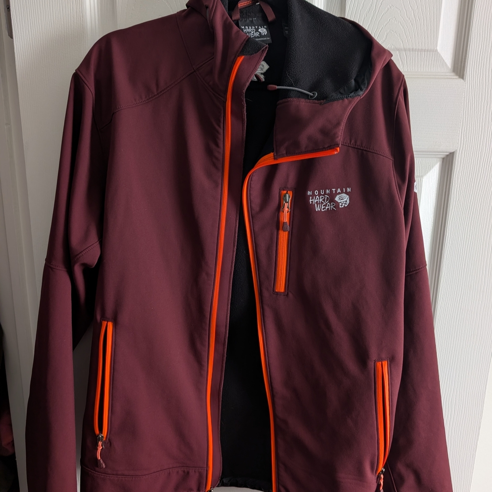 Mountain Hardwear Men's Maroon Jacket with Orange Accents